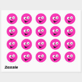 Heet Roze Grappig Gekke Gezicht Stickers (Vel)