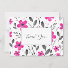 Heet Roze Grijze Waterverf Bloemmotief met Vijf Bl