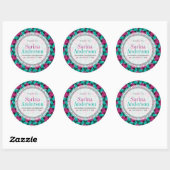 Heet Roze & Groen Weefselpatroon dat door Etikette Ronde Sticker (Vel)