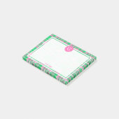 Heet Roze Groene Patchwork Madras Plaid 1IR Omlijs Post-it® Notes (Schuin)