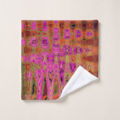 Heet Roze Groovy Abstract Retro Atoomgolven Bad Handdoek (Wasdoekje)