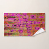 Heet Roze Groovy Abstract Retro Atoomgolven Bad Handdoek (Handdoek)