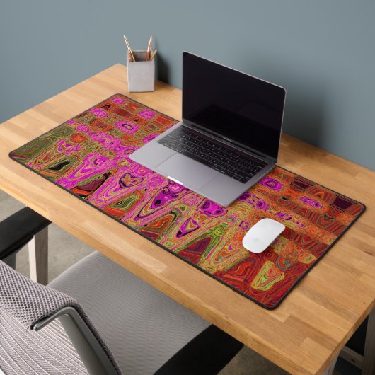 Heet Roze Groovy Abstract Retro Atoomgolven Bureaumat (Kantoor 2)