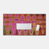 Heet Roze Groovy Abstract Retro Atoomgolven Bureaumat (Keyboard & Muis)
