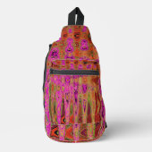 Heet Roze Groovy Abstract Retro Atoomgolven Sling Bag (Voorkant)