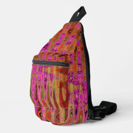 Heet Roze Groovy Abstract Retro Atoomgolven Sling Bag