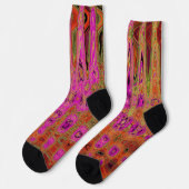 Heet Roze Groovy Abstract Retro Atoomgolven Sokken (Links)