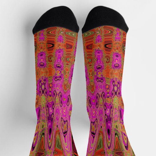 Heet Roze Groovy Abstract Retro Atoomgolven Sokken (Top)