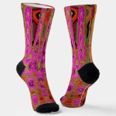 Heet Roze Groovy Abstract Retro Atoomgolven Sokken (Gebogen)