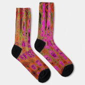 Heet Roze Groovy Abstract Retro Atoomgolven Sokken (Rechts)