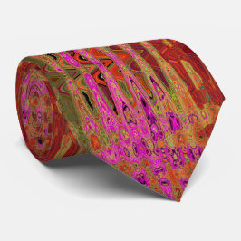 Heet Roze Groovy Abstract Retro Atoomgolven Stropdas