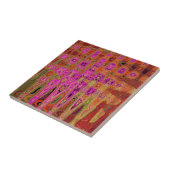 Heet Roze Groovy Abstract Retro Atoomgolven Tegeltje (Zijkant)