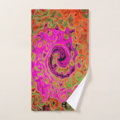 Heet Roze Groovy Abstract Retro Vloeibare Draaikol Bad Handdoek (Handdoek)