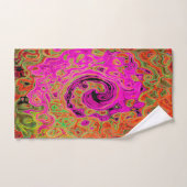 Heet Roze Groovy Abstract Retro Vloeibare Draaikol Bad Handdoek (Handdoek)