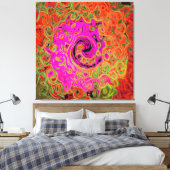 Heet Roze Groovy Abstract Retro Vloeibare Draaikol Canvas Afdruk (Insitu (Slaapkamer))