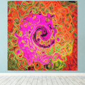 Heet Roze Groovy Abstract Retro Vloeibare Draaikol Canvas Afdruk (Insitu (Houten vloer))
