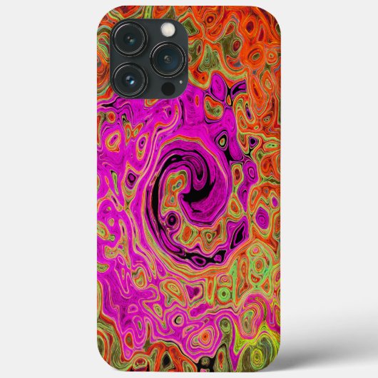 Heet Roze Groovy Abstract Retro Vloeibare Draaikol Case-Mate iPhone Case (Achterkant)