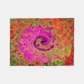 Heet Roze Groovy Abstract Retro Vloeibare Draaikol Fleece Deken (Voorkant (Horizontaal))