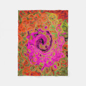 Heet Roze Groovy Abstract Retro Vloeibare Draaikol Fleece Deken (Voorkant)