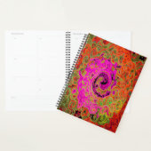 Heet Roze Groovy Abstract Retro Vloeibare Draaikol Planner (Display)