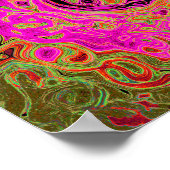 Heet Roze Groovy Abstract Retro Vloeibare Draaikol Poster (Hoek)