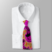 Heet Roze Groovy Abstract Retro Vloeibare Draaikol Stropdas (Gebonden)