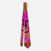 Heet Roze Groovy Abstract Retro Vloeibare Draaikol Stropdas (Achterkant)