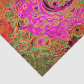 Heet Roze Groovy Abstract Retro Vloeibare Draaikol Tissuepapier (Detail)