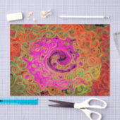 Heet Roze Groovy Abstract Retro Vloeibare Draaikol Tissuepapier (Craft)