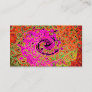 Heet Roze Groovy Abstract Retro Vloeibare Draaikol Visitekaartje