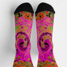 Heet roze groovy abstract retro vloeibare wervelin