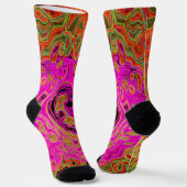 Heet roze groovy abstract retro vloeibare wervelin sokken (Gebogen)