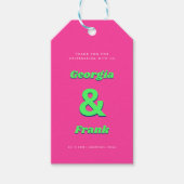 Heet Roze Groovy Retro | Vet & Helder Bruiloft Cadeaulabel (Voorkant)
