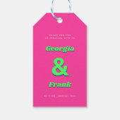 Heet Roze Groovy Retro | Vet & Helder Bruiloft Cadeaulabel (Achterkant)