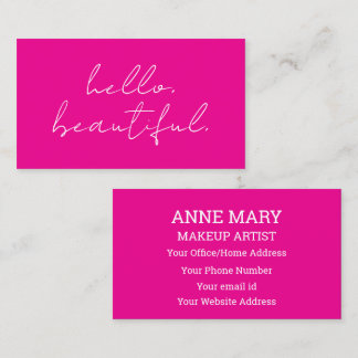 Heet Roze Hallo Mooi Make-up Artiest Salon Visitekaartje