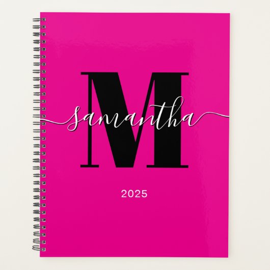 Heet Roze Handtekening Monogram 2025 Planner (Voorkant)