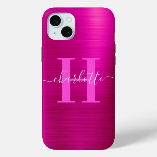 Heet Roze Handtekening Monogram Folie Case-Mate iPhone Case (Achterkant)