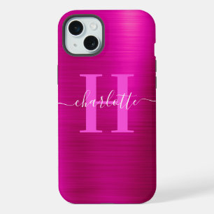 Heet Roze Handtekening Monogram Folie iPhone 15 Plus Case