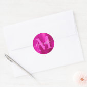 Heet Roze Handtekening Monogram Folie Ronde Sticker (Envelop)