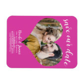 Heet Roze Hart Foto Bruiloft Save the Date Magneet (Horizontaal)
