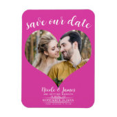Heet Roze Hart Foto Bruiloft Save the Date Magneet (Verticaal)