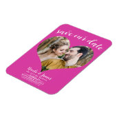 Heet Roze Hart Foto Bruiloft Save the Date Magneet (Linkerzijde)