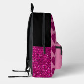 Heet roze hart glitter sparkle patroon Custom Name Bedrukte Rugzak (Links)