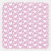 Heet Roze Harten Vierkante Sticker (Voorkant)