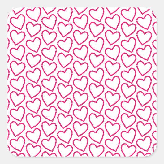Heet Roze Harten Vierkante Sticker (Voorkant)