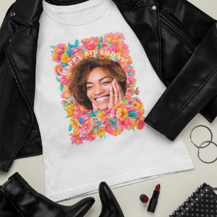 Heet Roze Helder Bloem Disco Bal Verjaardagsfoto T-shirt