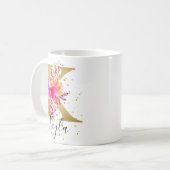 Heet Roze Helder Bloemen Letter K Monogram Koffiemok (Voorkant links)