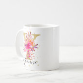Heet Roze Helder Bloemen Letter Y Monogram Koffiemok (Voorkant links)