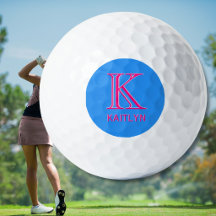 Heet Roze Helderblauwe Golf Gal 3-Lagen Monogram