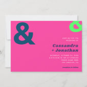 Heet Roze Heldere Retro | Groovy Ampersand Wedding Kaart (Voorkant)